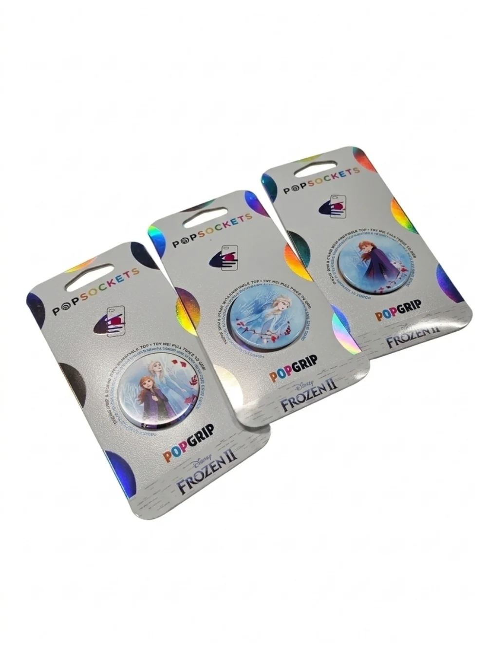New Set of 3 Disney Frozen II PopSockets PopGrips Anna Elsa Swappable Tops NIP